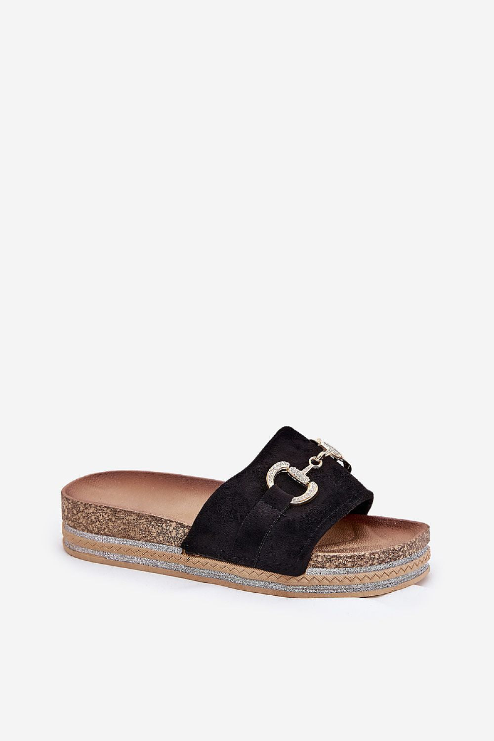 Sophisticated black Eco Suede Flip-Flop by Step in Style with elegant gold detailing, perfect for summer fashion and comfort.