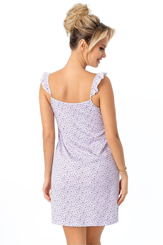 Back view of the luxury nightshirt by Donna, highlighting the elegant design with delicate straps and floral print, ideal for a stylish nightwear ensemble.