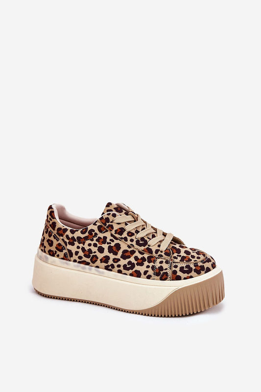 Elegant leopard print eco suede platform sport shoes by Step in Style, showcasing a chic design with a 5cm elevation, perfectly styled for a modern, luxurious look.