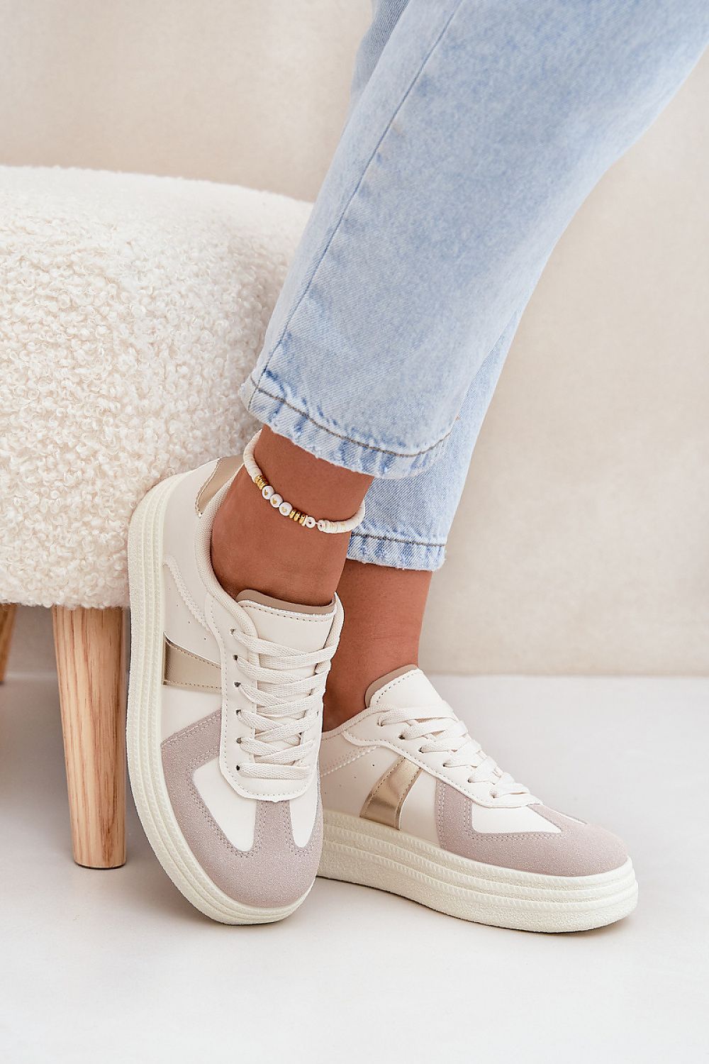 Elegant women's eco leather sneakers showcased with a refined design and stylish platform, perfect for effortless sophistication by Step in Style.