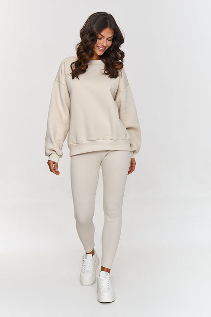Elegant luxury women's cotton-spandex oversized sweatshirt from Makadamia, perfect for a stylish and comfortable look.