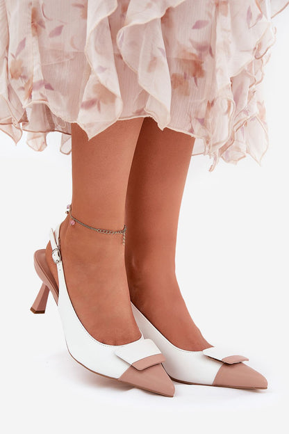 Elegant open toe high heels by Step in Style, showcasing a chic design with a white eco leather upper and a pointed toe, perfect for sophisticated cocktail attire.