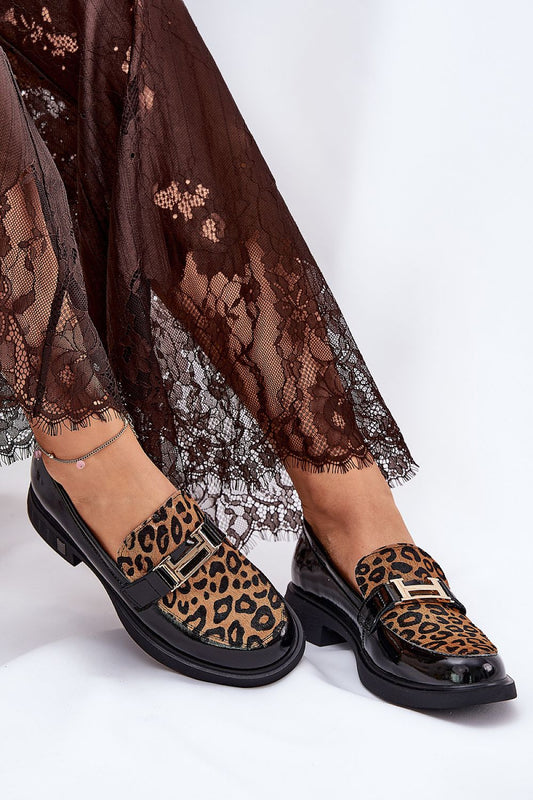 Elegant women's leather moccasins with animal pattern by Step in style, showcasing luxurious natural leather and a chic design, perfect for any occasion.