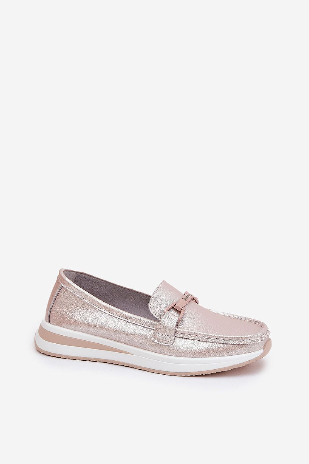 Stylish women's loafers in natural leather with decorative accents, by Step in Style, designed for both comfort and sophistication during daily wear.