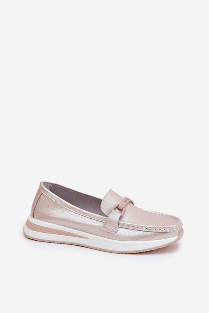 Stylish women's loafers in natural leather with decorative accents, by Step in Style, designed for both comfort and sophistication during daily wear.