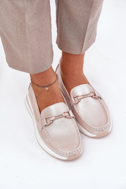 Chic women's loafers with a 2 cm platform and intricate decorative detail, made from premium natural leather by Step in Style, ideal for fashionable comfort.