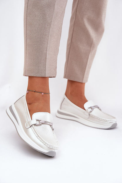 Luxury natural leather women's loafers with decorative detail by Step in style, showcasing a stylish design ideal for everyday elegance.