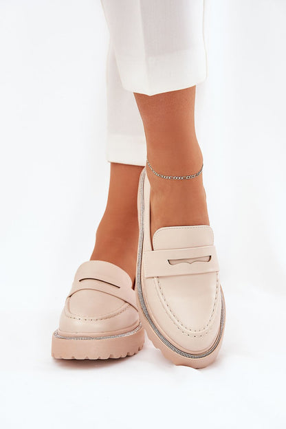 Luxury women's eco-friendly suede loafers with rhinestone detail, crafted by Step in Style, showcasing a chic rounded toe design suitable for elegant everyday wear.