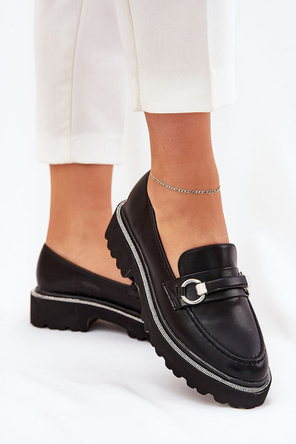 Luxury eco leather moccasins by Step in Style featuring a decorative strap and shimmering zirconia accents, ideal for chic, everyday wear.