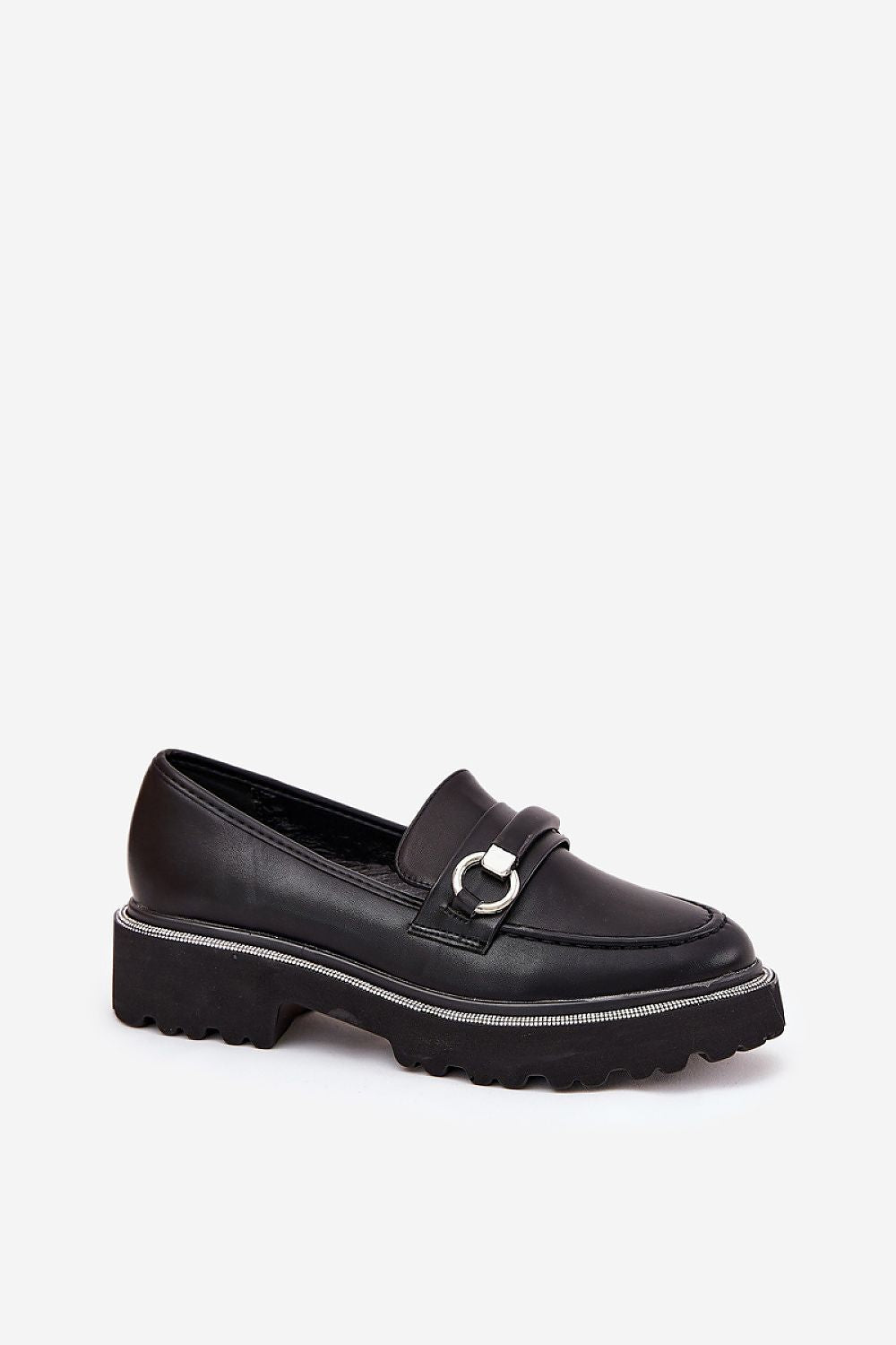 Elegant Step in Style moccasins crafted from eco leather, showcasing a stylish strap and sparkling zirconia details for a sophisticated look.