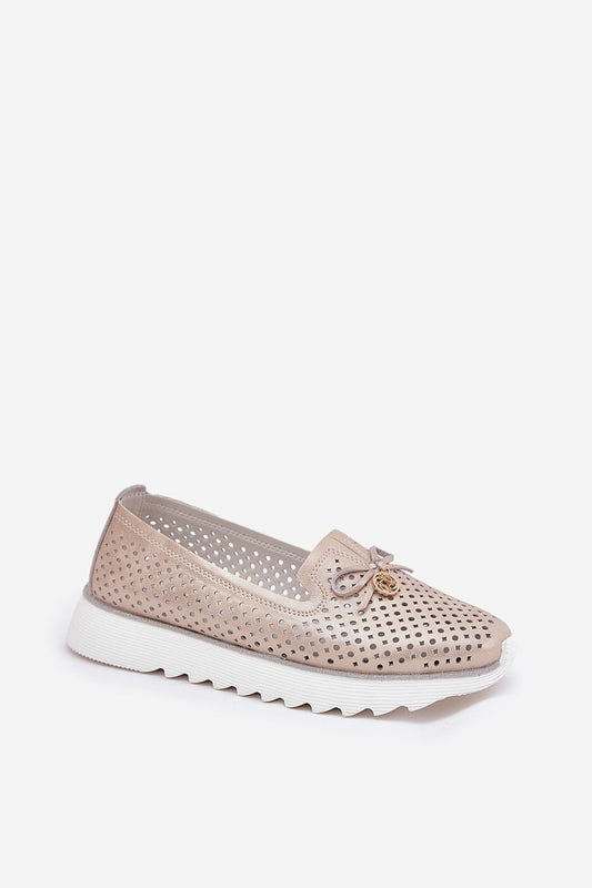 Elegant women's natural leather oxford shoes by Step in Style featuring a sequined platform and bow detail, perfect for stylish everyday wear.