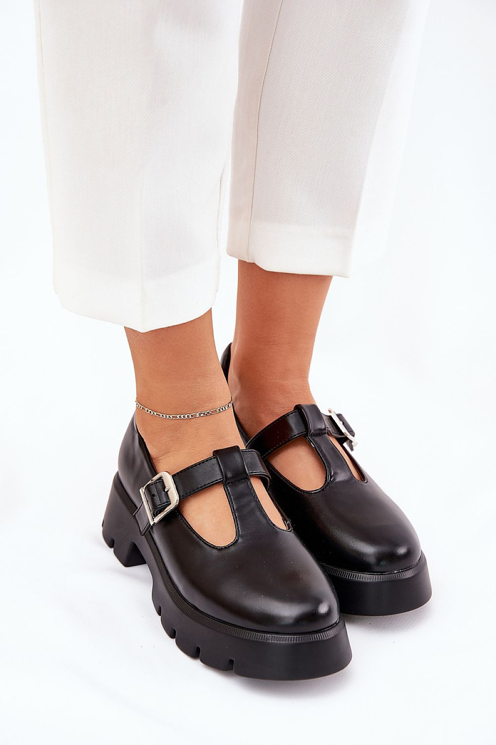 Elegant eco leather half shoes with buckle strap, crafted by Step in Style, showcasing luxury and comfort for women's everyday wear.