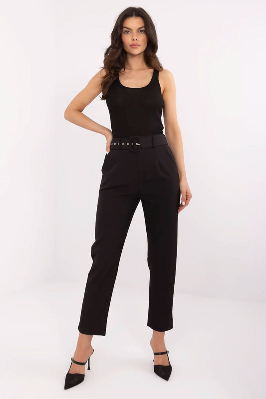 Elegant high-waist women's cigarette pants by NM, showcasing premium quality fabric with a smooth pattern, designed for style and comfort.