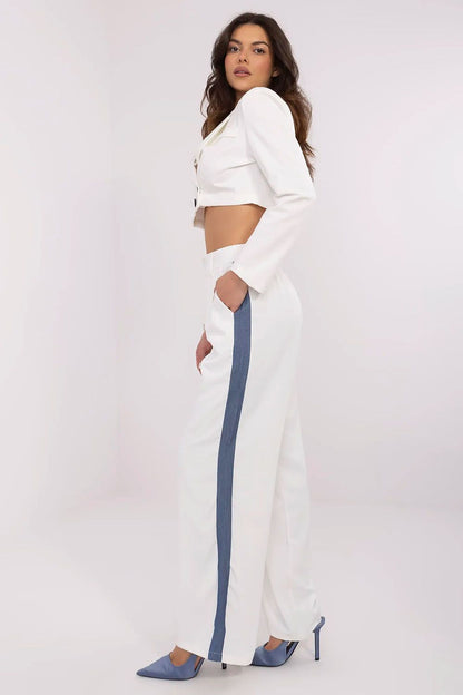 Full-length shot of NM Luxury Women's Wide Leg Casual Pants on a model, highlighting the elegant high waist and relaxed fit.