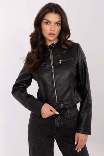 Elegant Women's Eco-Leather Jacket by NM in size S, showcasing its stylish silhouette and high-quality materials, perfect for everyday luxury wear.