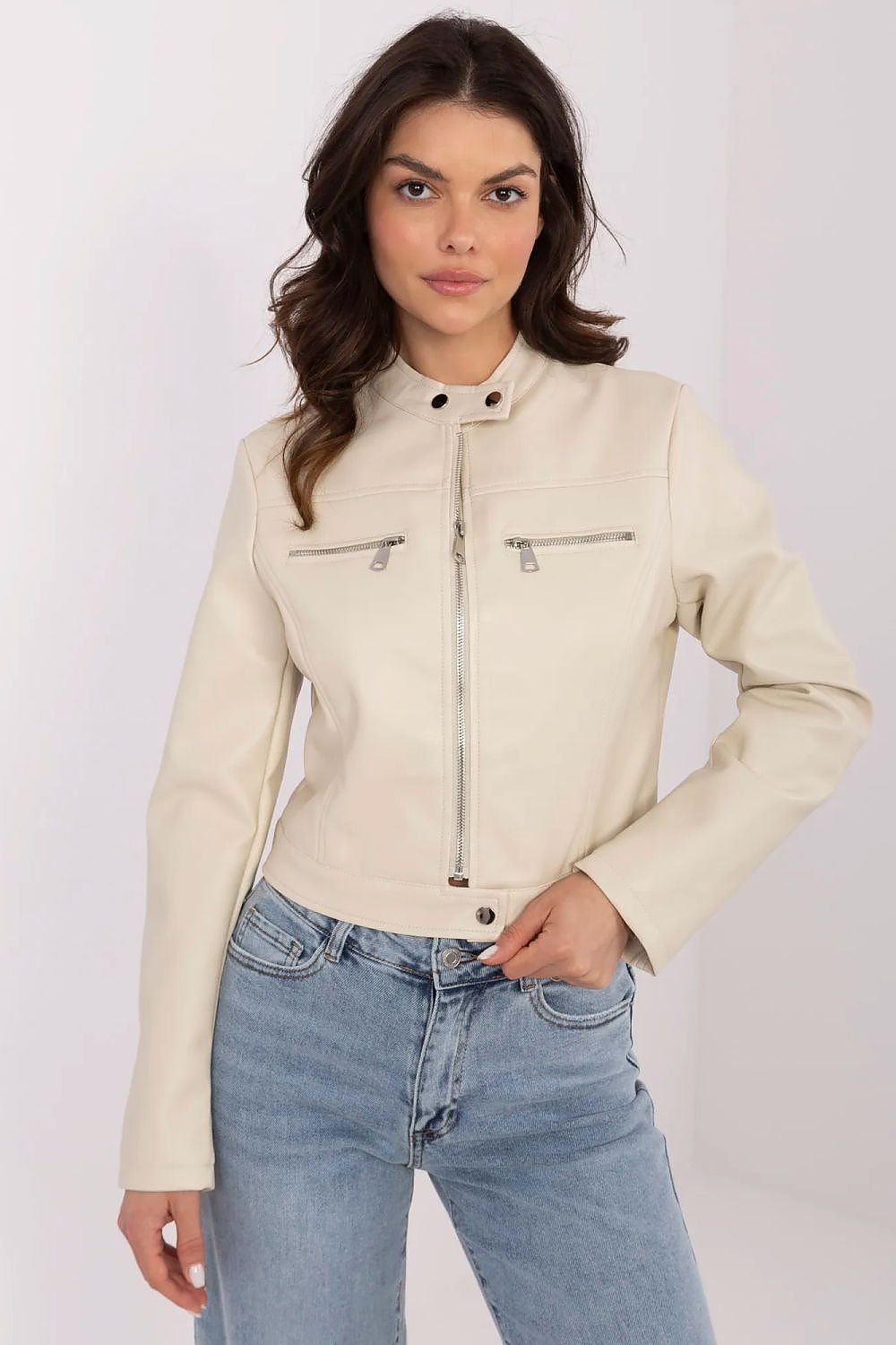 Luxurious women's eco-leather jacket by NM, showcasing a stylish design in size S, perfect for everyday chic casual outfits.