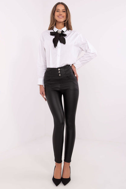 Elegant women's luxury skinny leatherette trousers by NM, high waist design for a flattering silhouette, available in sizes S to XL, perfect for chic and comfortable everyday styling.