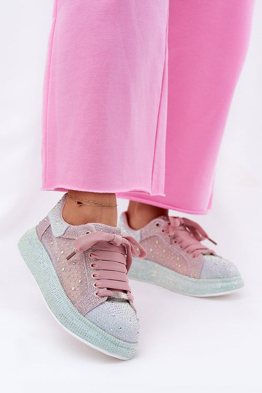 Luxury Women's GOE Sports Shoes embellished with crystals, showcasing a chic design by Step in style. Perfect for adding glamour to everyday outfits.