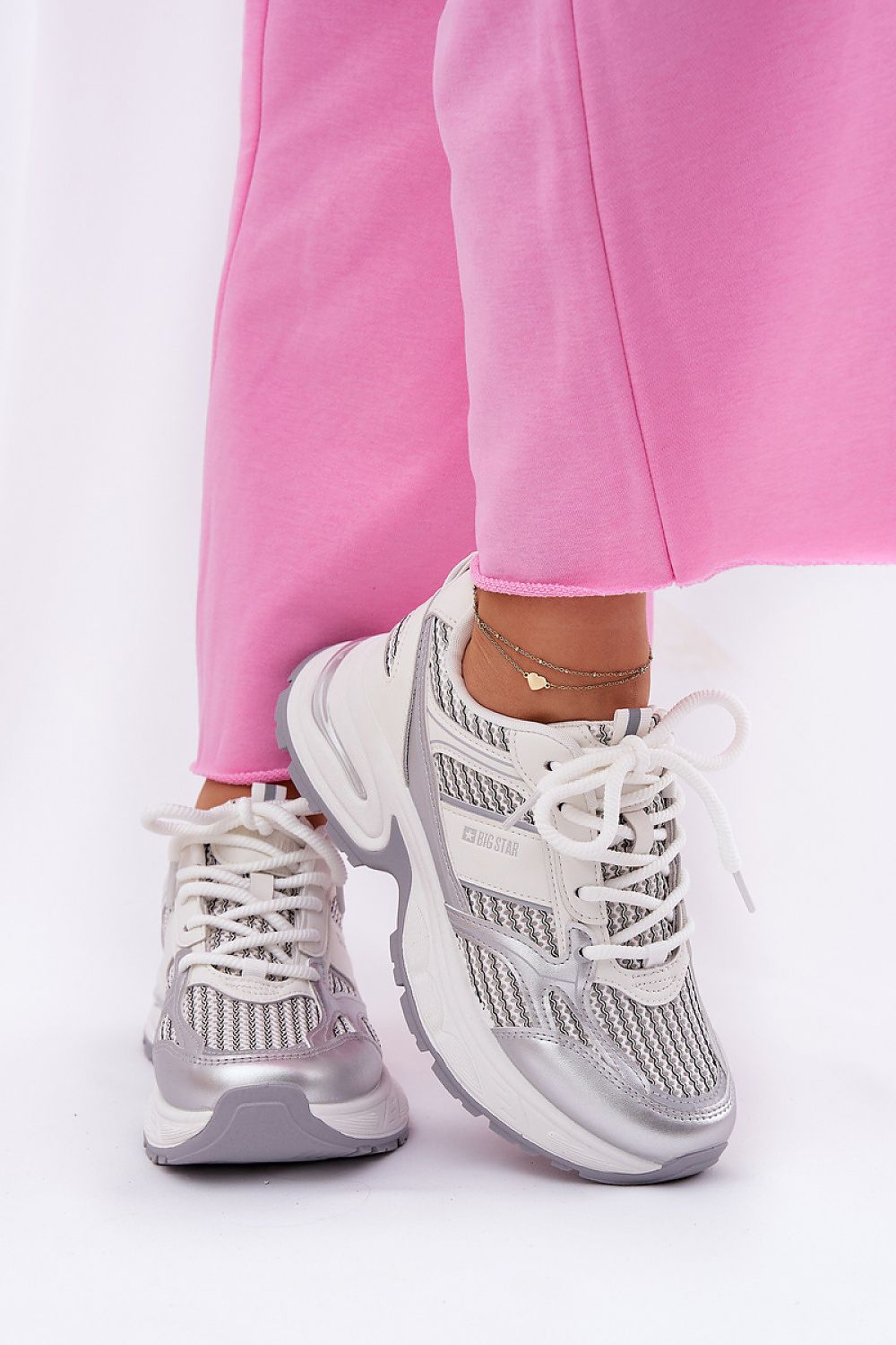 Stylish chunky sole women's sneakers made of eco-leather and textile by Step in Style, designed for elegance and comfort in everyday wear.