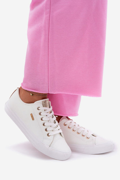 Close-up view of Big Star women's eco leather sneakers showcasing golden detailing, perfect for stylish and comfortable outfits, offered by Step in Style.