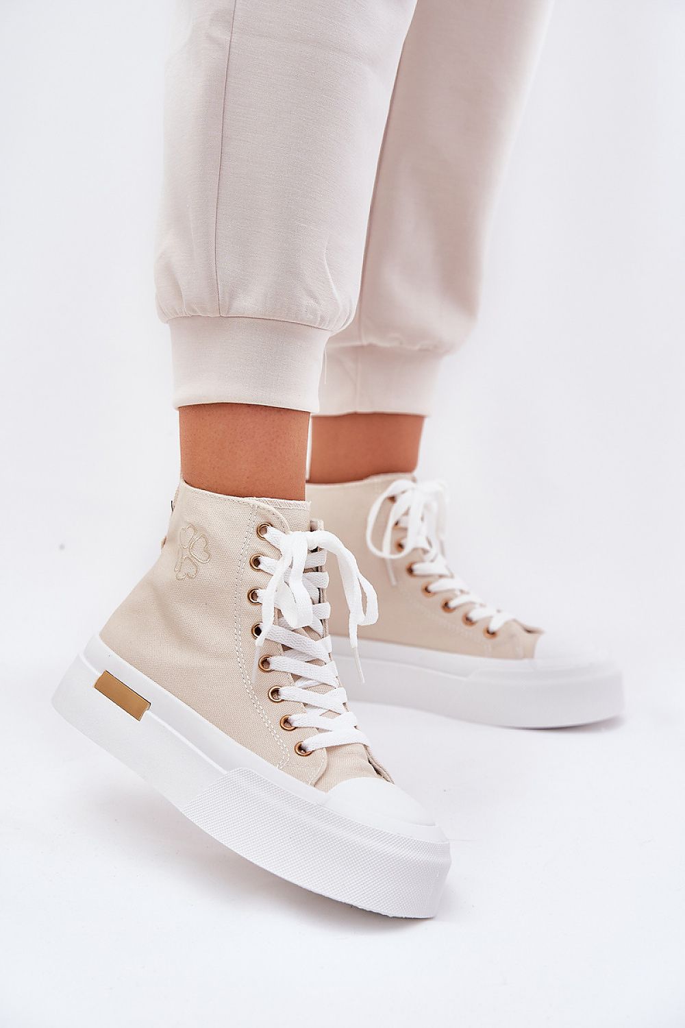 Luxury women's high-top sneakers by Step in Style, featuring a 5cm platform, made from comfortable textile material, perfect for casual and sporty outfits.