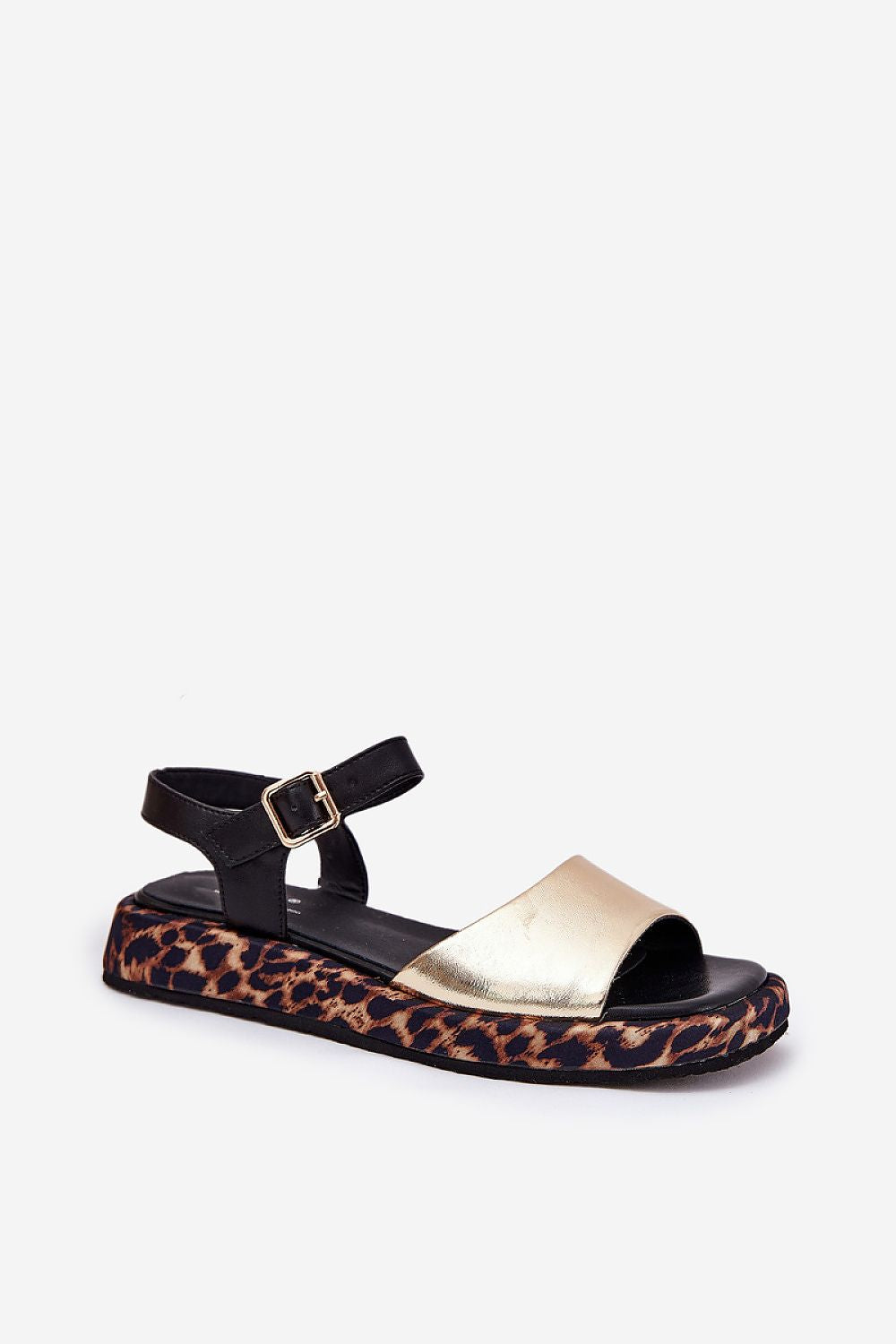 Elegant natural leather women's sandals by Step in Style, featuring an adjustable buckle and stylish platform with animal print, suitable for sizes EU 36 to 40.