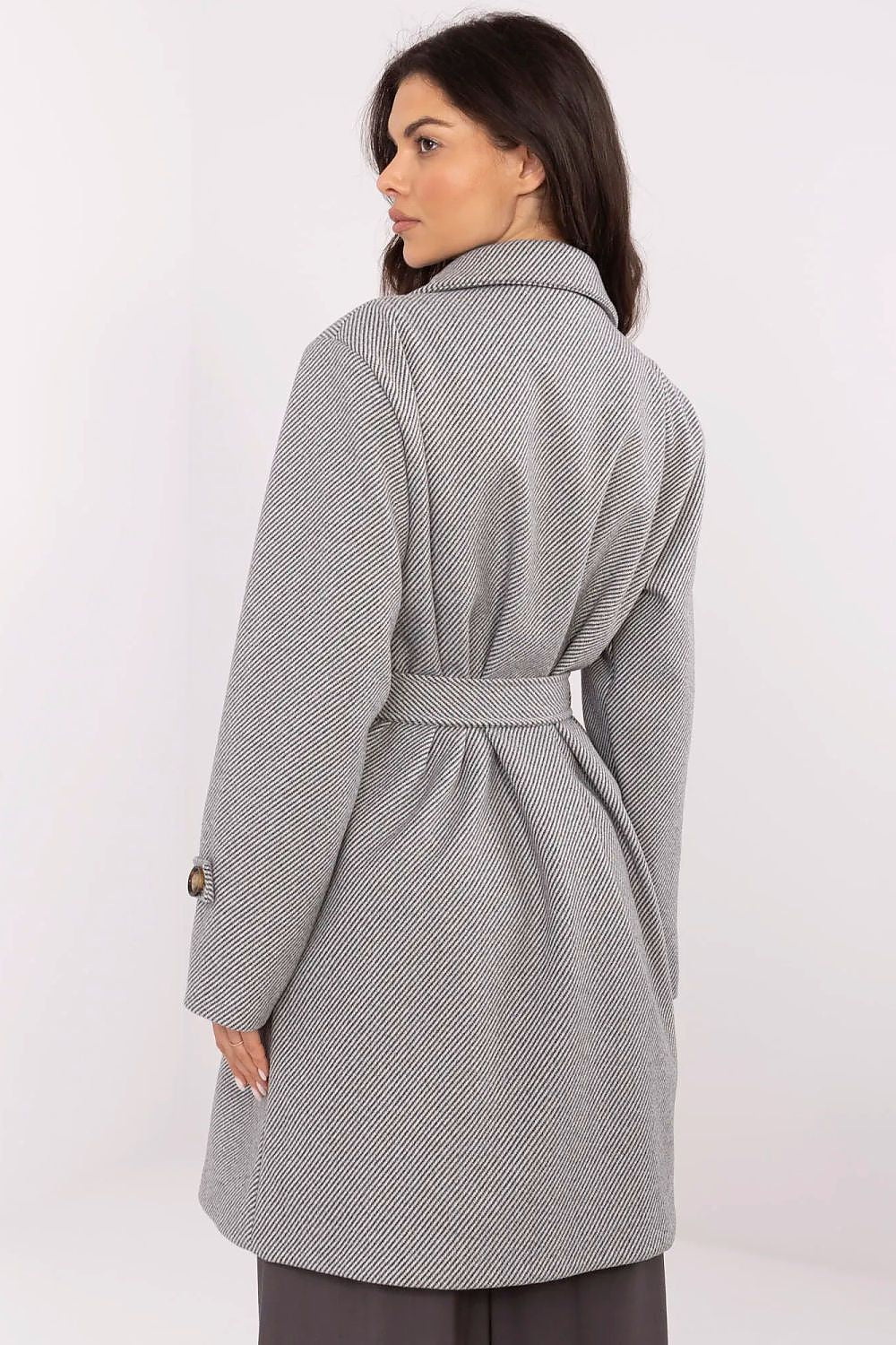 Stylish double-breasted women's coat with a classic cut and practical slip pockets by Italy Moda, crafted for versatile elegance.