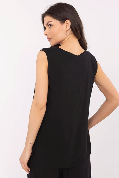 Luxury womens sleeveless viscose blouse by Sublevel in solid colour, perfect for casual summer outfits.