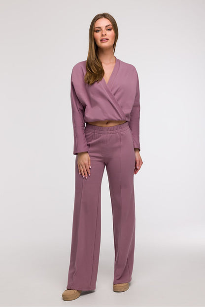 Elegant BeWear wide leg sweatpants for women, crafted from a luxurious cotton blend, showcasing a minimalist design perfect for smart casual outfits.