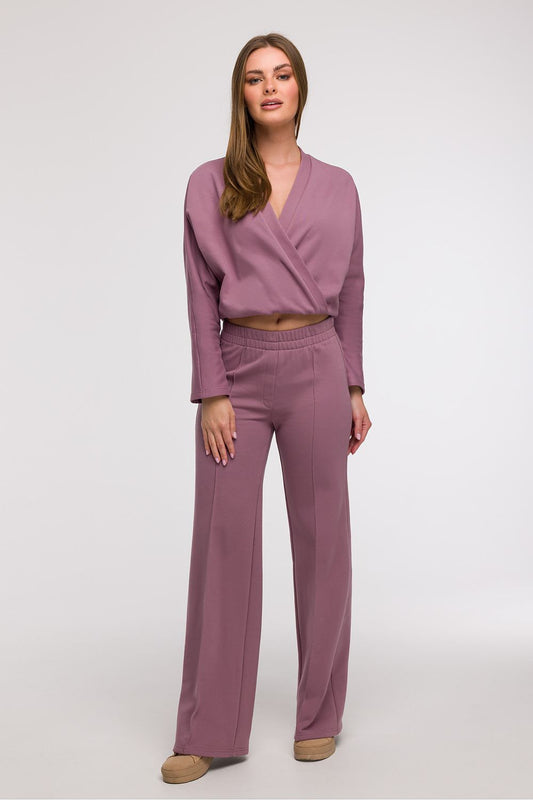 Elegant BeWear wide leg sweatpants for women, crafted from a luxurious cotton blend, showcasing a minimalist design perfect for smart casual outfits.