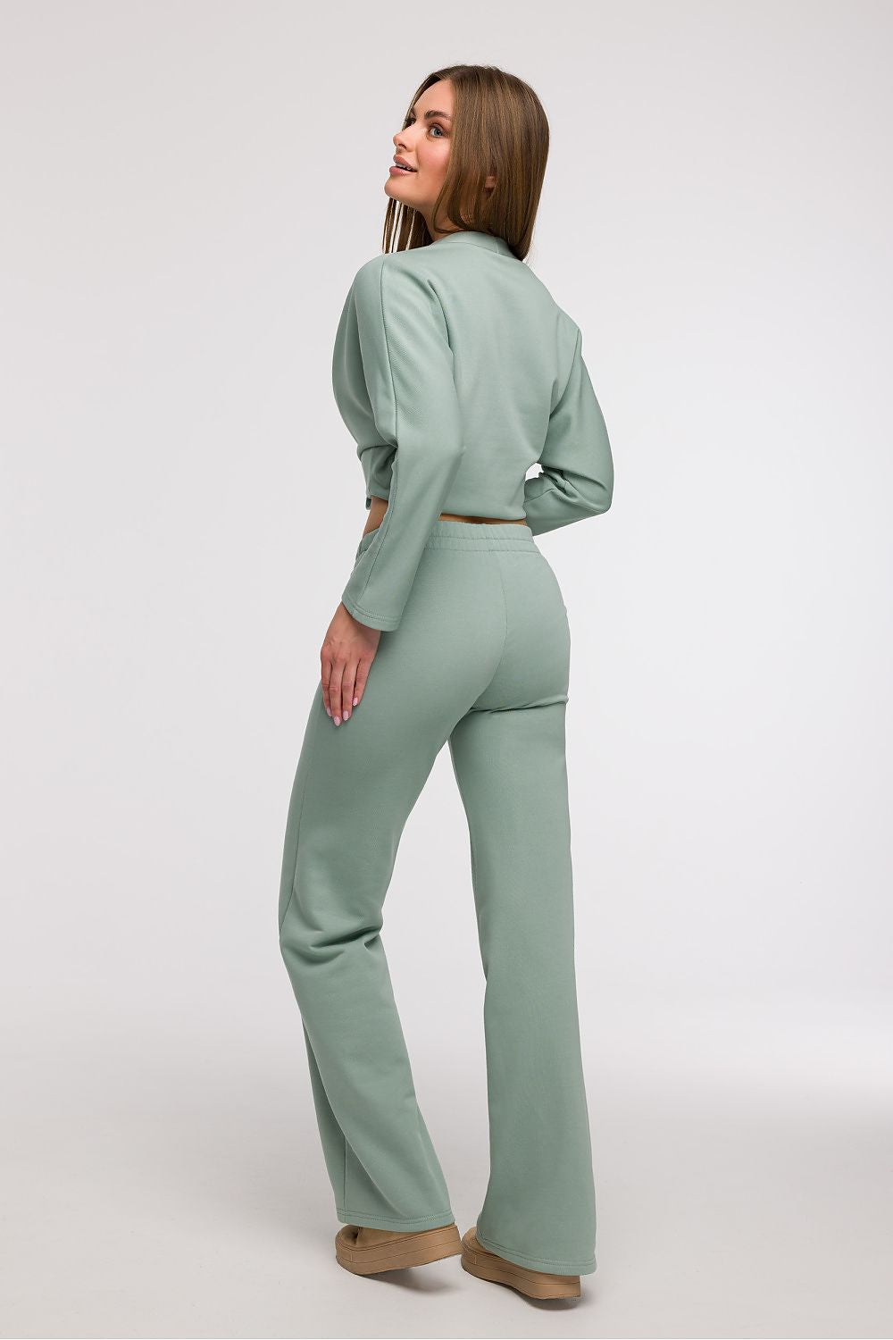 BeWear wide leg sweatpants for women in stylish cotton blend, offering comfort and elegance, perfect for smart casual occasions.