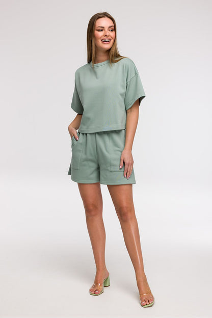 Stylish BeWear Women's Cropped Blouse presented in various sizes, featuring a chic, waist-length cut designed for effortless summer outfits.