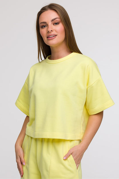 Chic BeWear Women's Cropped Blouse, combining comfort and style, designed for warm days and made in Poland.