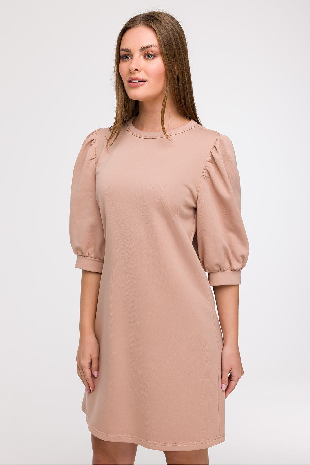 A model wearing the BeWear Elegant A-Line Daydress, demonstrating the flattering fit and romantic silhouette, perfect for a city stroll or holiday getaway.