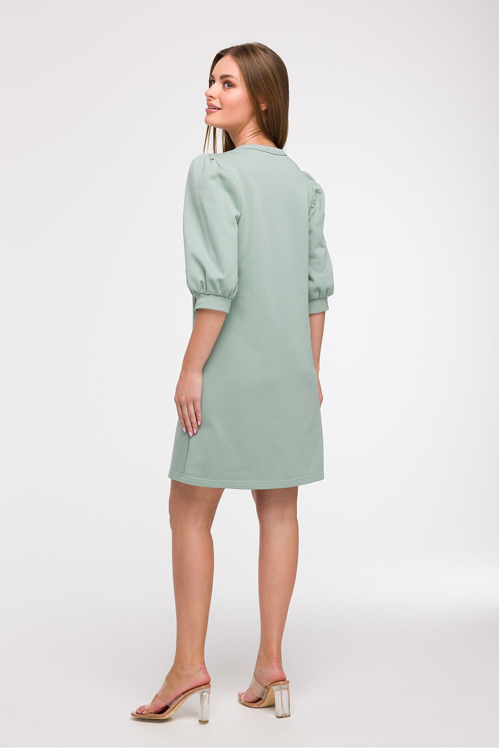 The romantic 3/4 puff sleeves of the Elegant A-Line Daydress by BeWear, exemplifying feminine style and lightness ideal for casual outings.