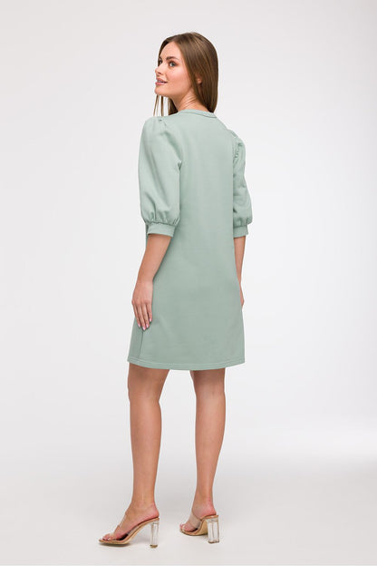 The romantic 3/4 puff sleeves of the Elegant A-Line Daydress by BeWear, exemplifying feminine style and lightness ideal for casual outings.