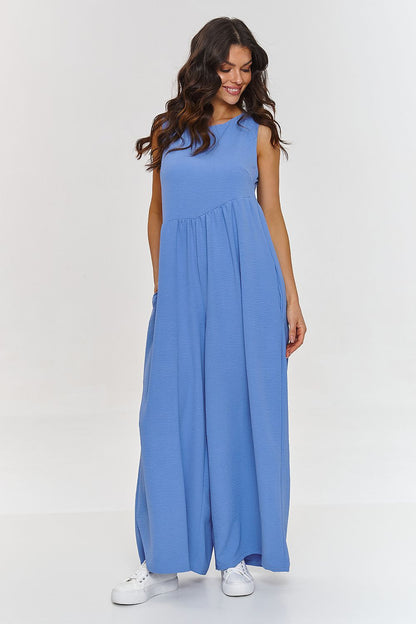 Sophisticated Makadamia Women's Maxi Jumpsuit, designed for comfort with elegant diagonal seams and refined folds.