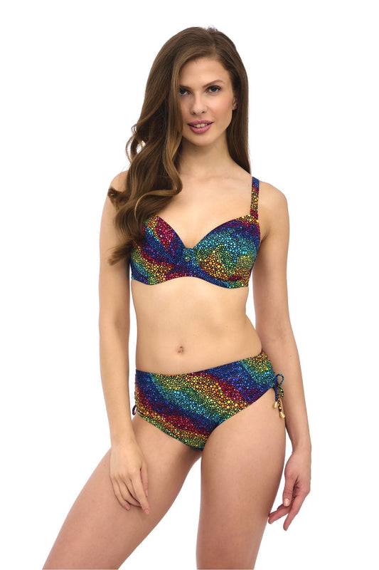 Luxury Lupo Line rainbow swimming bra designed for medium and large breasts, featuring stylish underwires and adjustable straps.