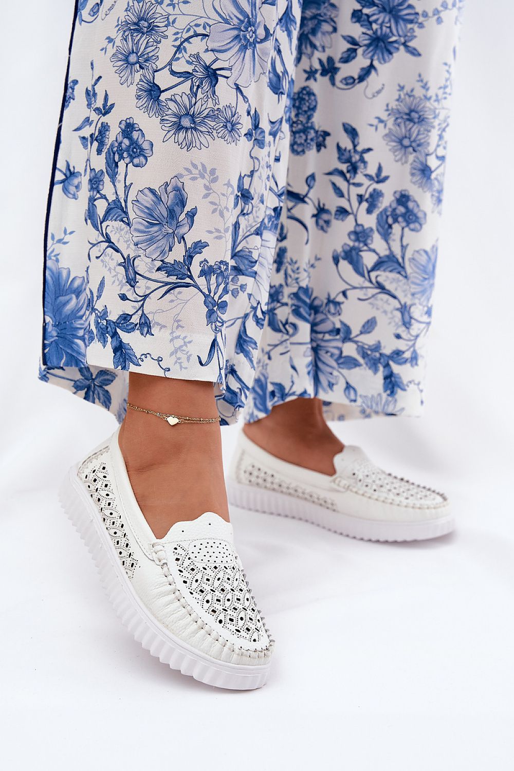 Elegant natural leather lace-up moccasin platform shoes for women by Step in Style, perfect for spring-summer fashion, showcasing a modern design.