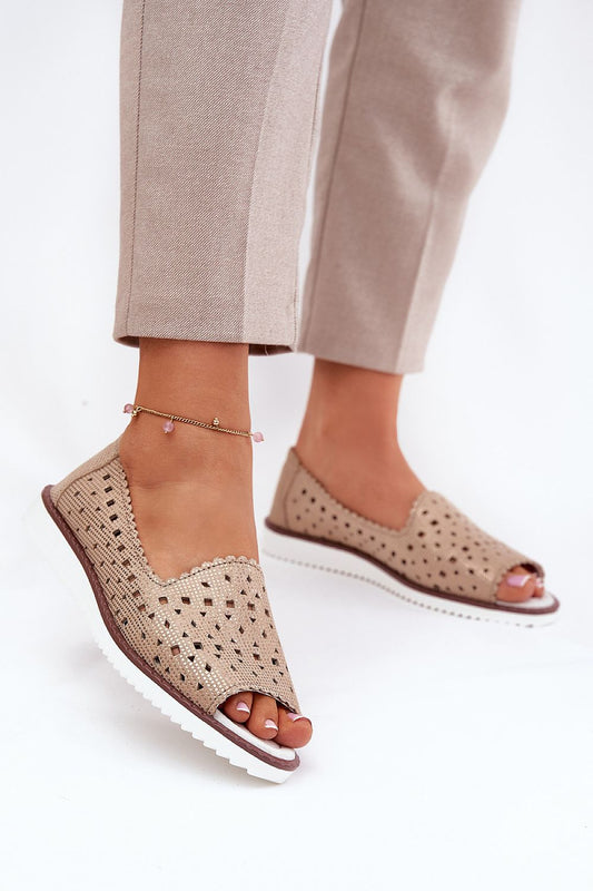 Luxury Women's Natural Leather Ballet Flats with Open Toes by Step in Style, showcasing delicate craftsmanship and comfort fit in stylish natural leather.
