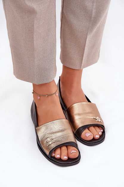 Elegant open-toe ballet flats by Step in Style, crafted from natural leather for comfort and sophistication.