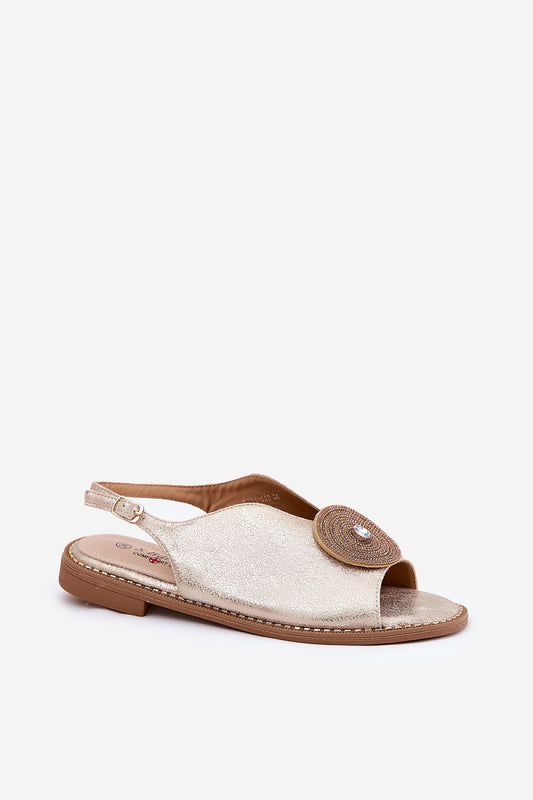 Close-up of Step in Style luxury eco leather sandals, showcasing the adjustable strap and comfortable natural leather footbed for all-day wear.