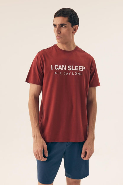 Luxurious Henderson men's cotton pyjama set featuring a modern short-sleeve t-shirt and comfortable shorts, perfect for stylish lounging.
