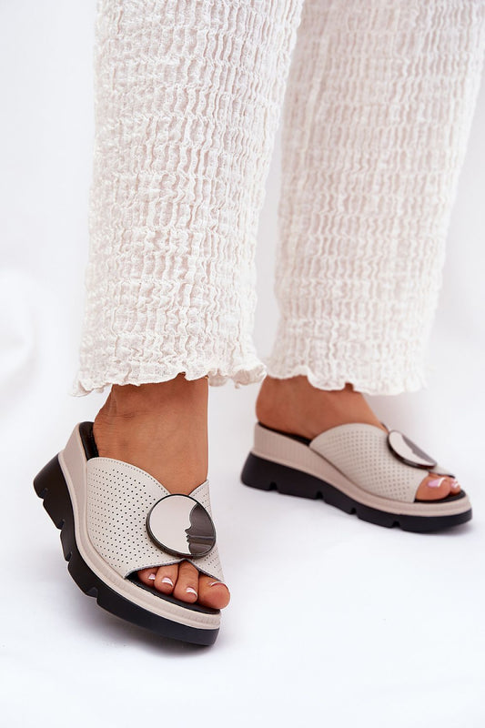 S.Barski Women's Elegant Leather Wedge Sandals showcasing luxurious comfort insole, perfect for stylish summer outings.