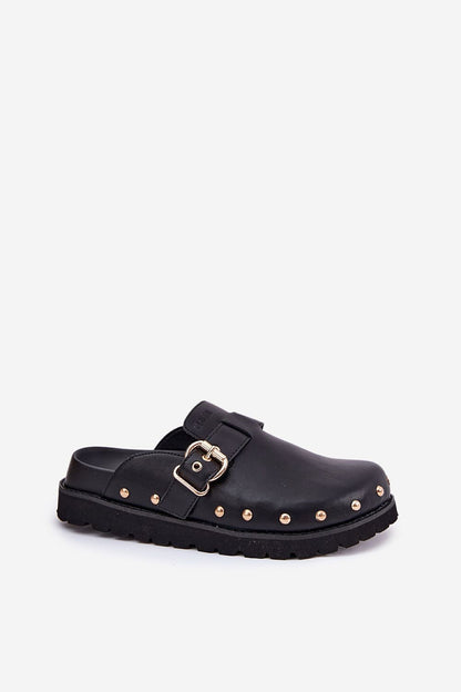 Elegant women's platform clogs sandals by Step in style, crafted from premium natural leather with a buckle strap and stud details for chic summer wear.