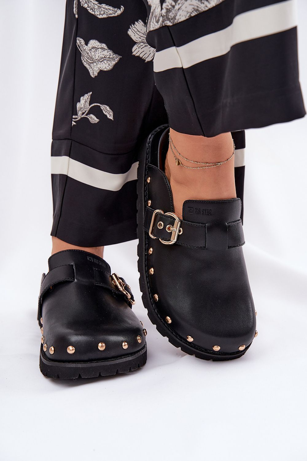 Luxury women's natural leather clogs sandals with studs by Step in Style, showcasing a stylish design perfect for summer wear.