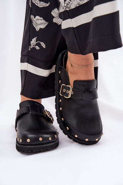 Luxury women's natural leather clogs sandals with studs by Step in Style, showcasing a stylish design perfect for summer wear.
