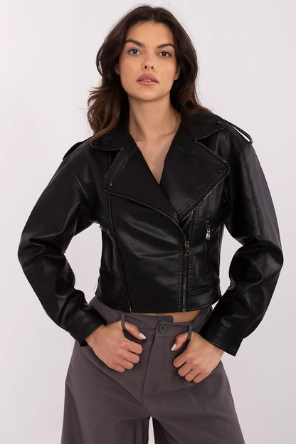 Luxury stylish women's eco-leather jacket by MBM featuring a modern zipper design and sophisticated casual look, available in sizes S-XXL.