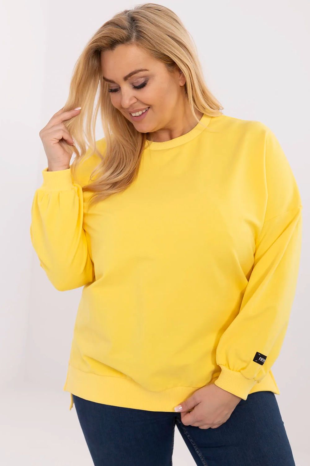 Comfort fit plus size casual sweatshirt from Relevance, epitomising modern minimalism with a chic round neckline.