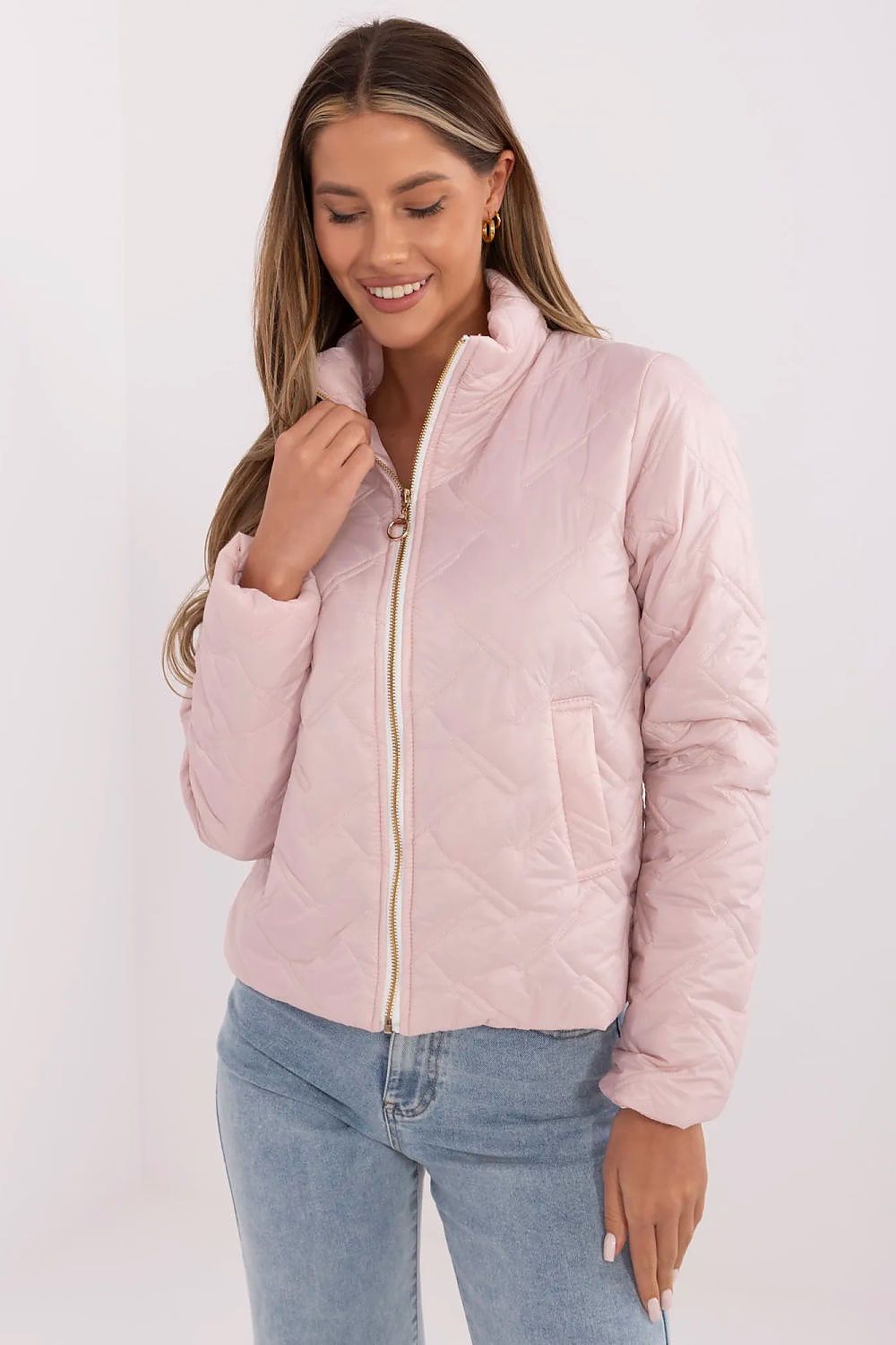 Italy Moda women's transitional quilted nylon jacket in casual style, EU size 0, perfect for elegant spring and autumn outings.